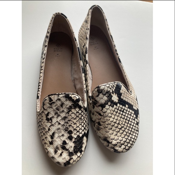 Call It Spring Shoes - Call It Spring Vegan Snake Print Ballet Flat Loafers size 6.5